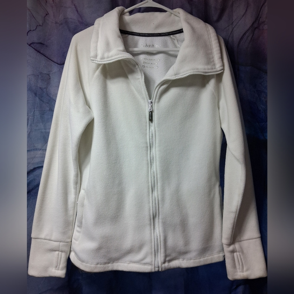 Calvin Klein Fleece Full Zip Women's White Jacket M